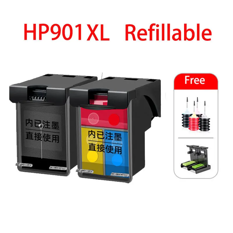 Cartuccia Di Inchiostro Ricaricabile Compatibile Per Stampante Hp901 901Xl Officejet 4500 G510G G510H G510N Officejet 500 Desktop G510A G510B