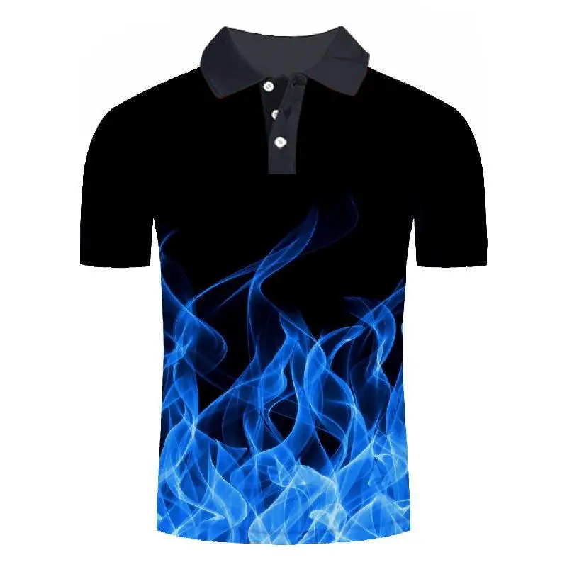 Zootop Bear 2019 New Polo Shirt Uomo Business Casual Polo Uomo Manica Corta Fiamma Blu Stampa 3D Top Polo Homme Polo