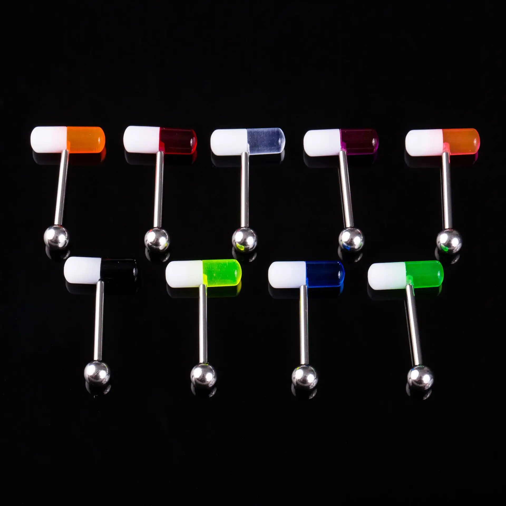 1 Pz/Lotto Capsula Blu Tragus Piercing Lengua Acrilico Pillola Lingua Anelli Donna Uomo Gioielli Kylie Labbro Piercing Lingua