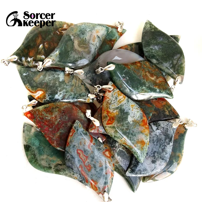 Donna Uomo Pietra Naturale Dendritic Moss Agate Pendenti Chakra Healing Reiki Beads Donna Collana Di Cristallo Gioielli Custodia Gratuita Bm352