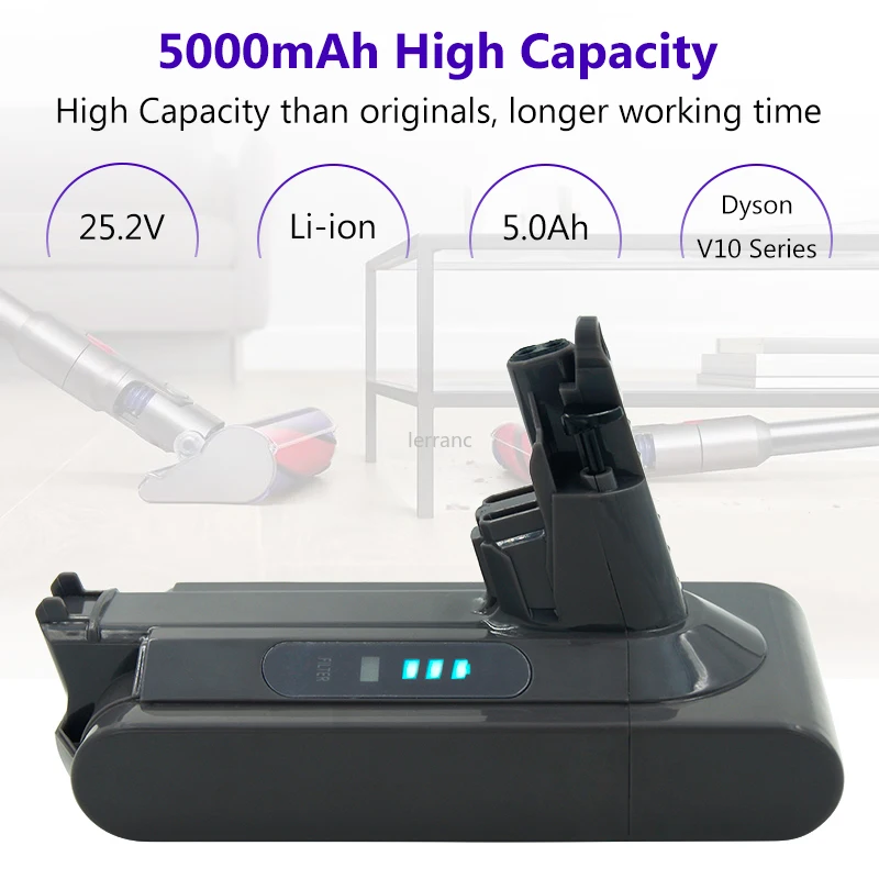 Batteria Di Ricambio 25.2V 5000Mah Per Dyson Sv12 V10 Absolute Motorhead V10 Fluffy V10 Total Cordless Aspirapolvere Bateria