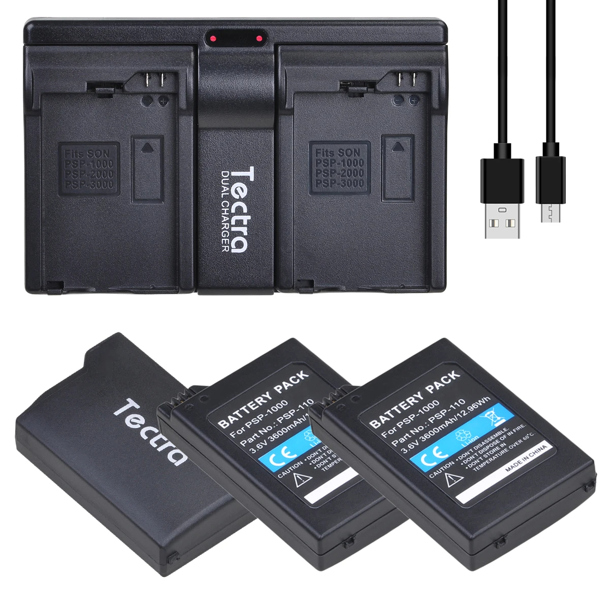 Per Sony Psp 1000 Batteria + Caricatore Doppio Usb Per Sony Psp 1000 Psp-110 Console Portatile Playstation