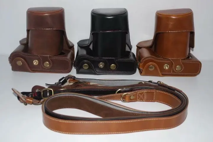 Cuoio Dell'Unità Di Elaborazione Video Camera Case Sacchetto Per Fuji Fujifilm X-E1 Xe1 X-E2 Xe2 Protegge La Copertura Della Batteria Aperto Con La Ci