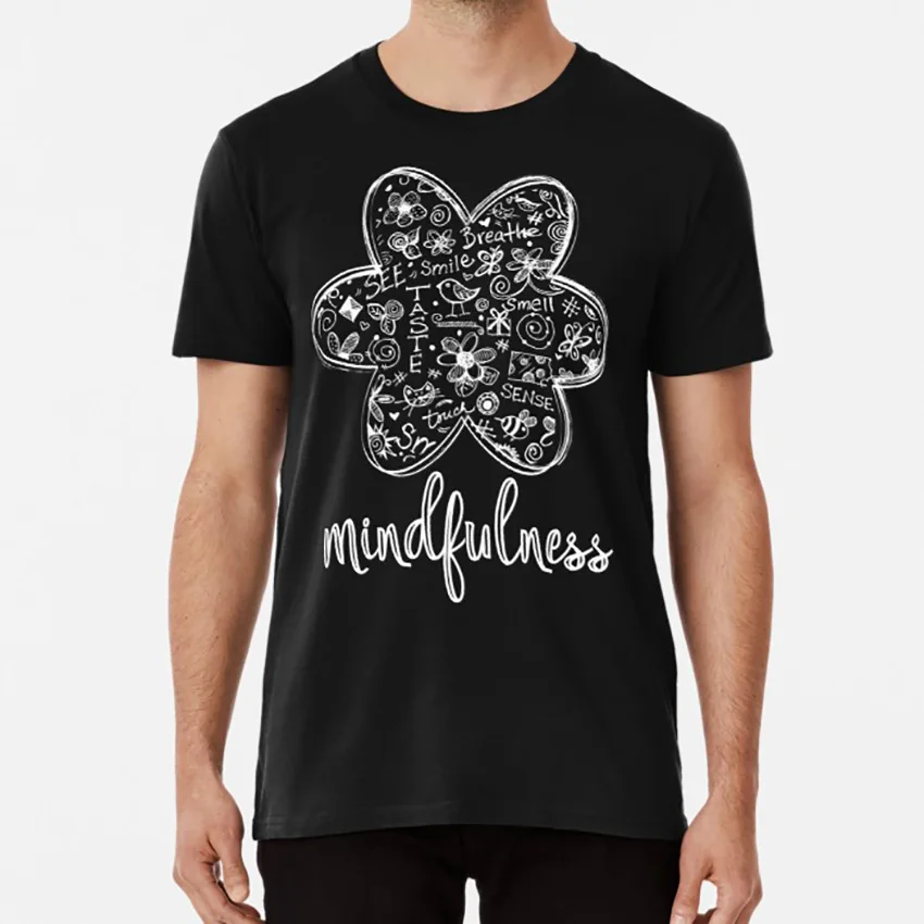 T-Shirt Mindfulness Memorial Mindfulness Enhancement Ottimistico Positivo Spiritual Happy Doodles Schizzi Penna