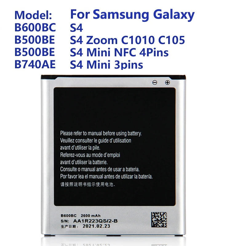 Batteria Di Ricambio Per Samsung Galaxy S4 B600Bc I9500 S4Mini S4 Mini I9195 I9198 I9190 I9192 S4 Zoom C101 C105 Con Nfc
