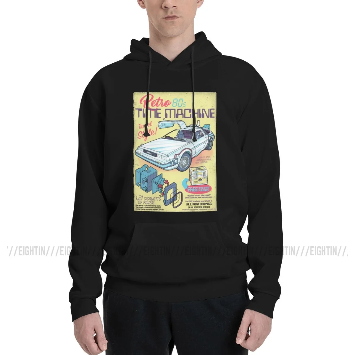 Retro Time Machine Brown Back To The Future Felpa Con Cappuccio Uomo Donna Street Martin Mcfly Doc Brown Flux Delorean Clock Tower