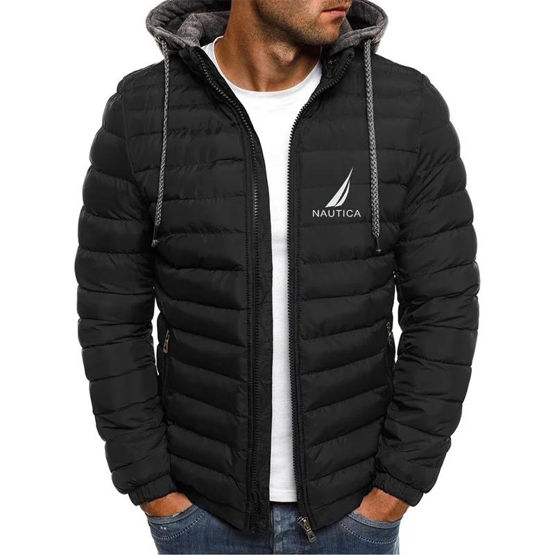 Nautica-Doudoune Surdimensionnée Pour Homme, Cardigan À Capuche, Chapeau Amovible, Cordon De Serrage,