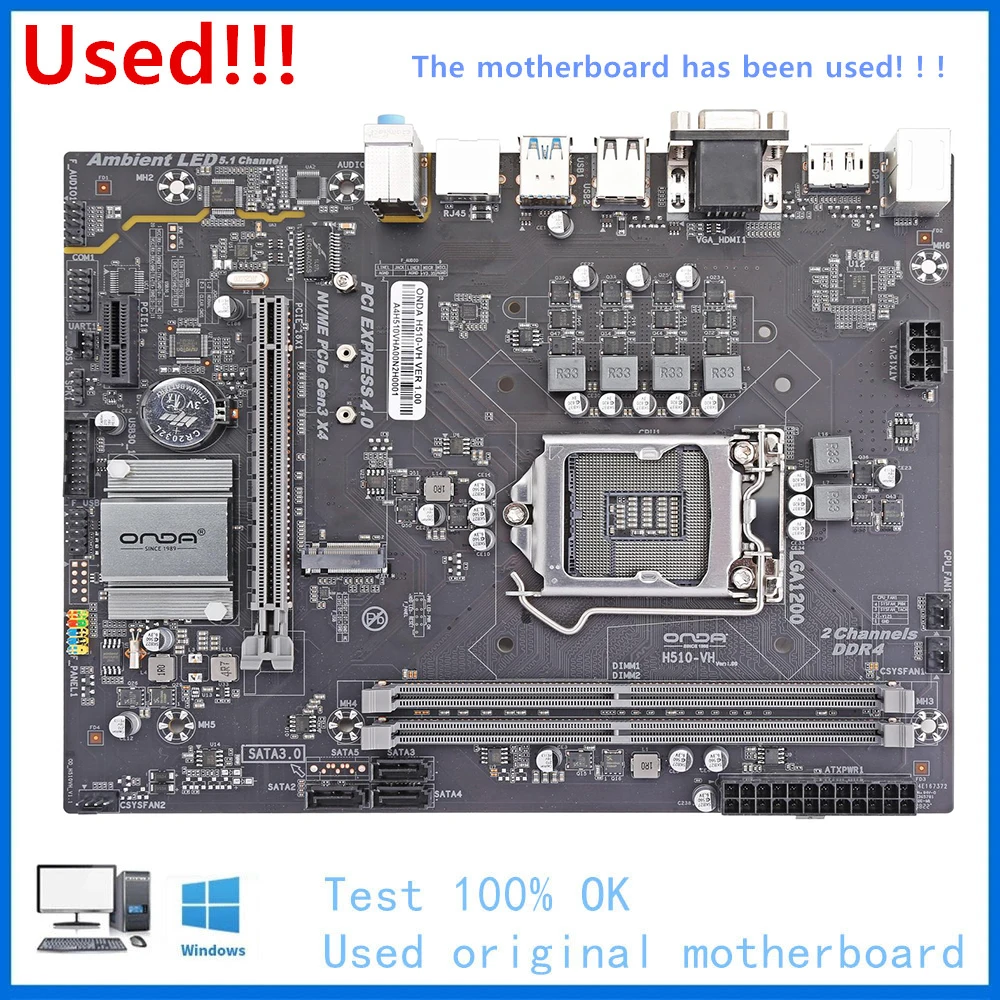 Scheda Madre H510 Utilizzata Per Presa Scheda Madre Onda H510-Vh Lga1200 Ddr4 Supporto Scheda Madre Desktop 11400 10100F