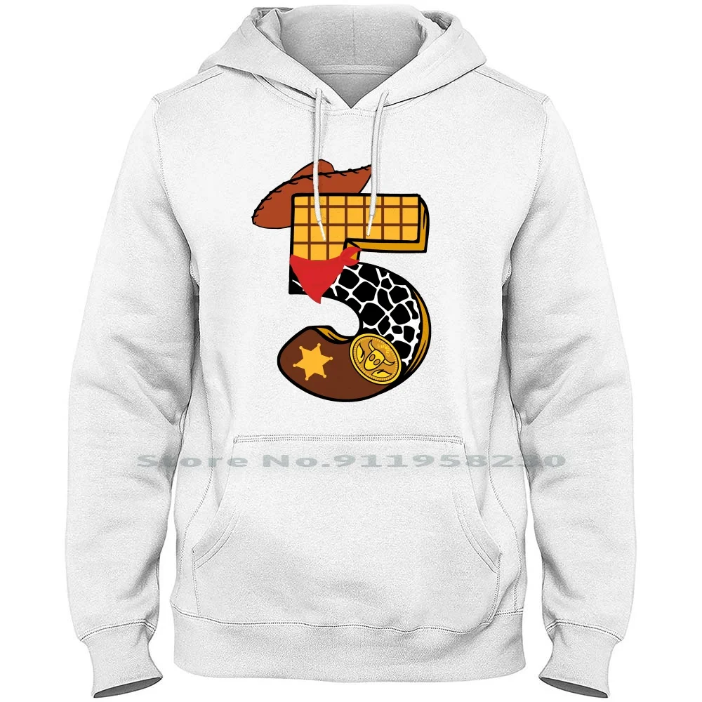 Sheriff Woody Five Birthday Felpa Con Cappuccio Maglione Big Size Cotton Matching Birthday Sheriff Cowboy Story Birth Wood Five She Day Hd