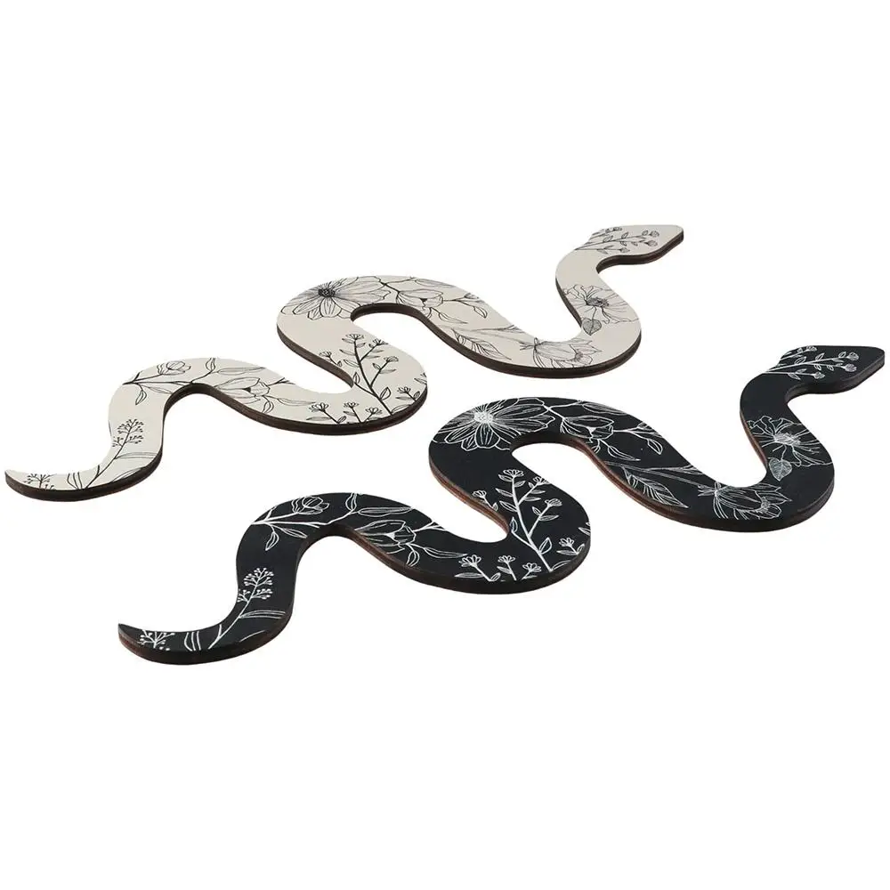 2 Pcs Woodeness Wood Snake Decoration Fashion Patterned Snake Double Snake Wood Wall Decoration Camera In Legno Decoration Room