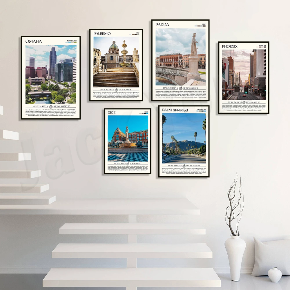 Poster Da Viaggio Della Nuova Zelanda, Praga, Portland, 537, Giordania, Parigi, Palm Springs, Napoli, La Norvegia, La Francia, La Carolina Del Nord