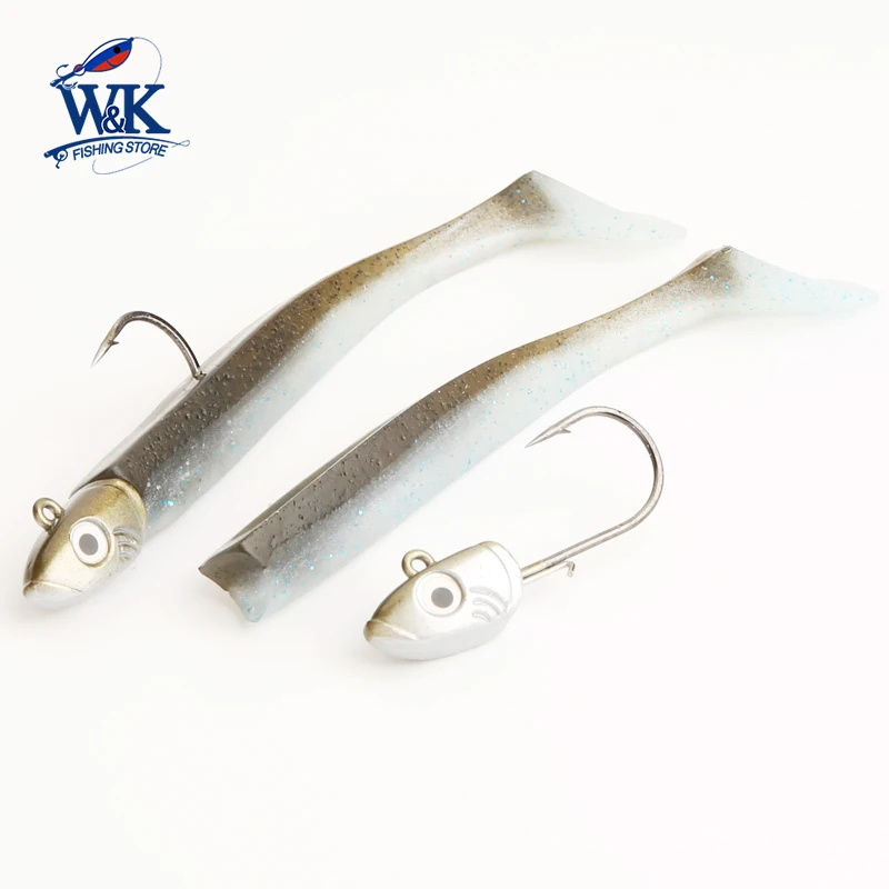 10Cm Trolling Tail Shad Lure Con 15G Jig Head Per Luccio Fishing Bass Bait Sandeel Eel Soft Baits Boat Fishing Tackle