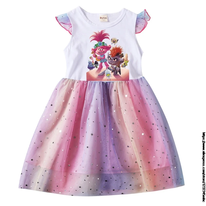 Bambini Costume Cosplay Troll 2 Festa Di Compleanno Tutu Vestito Per Ragazze Paillettes Top Pastello Abbigliamento Bambini Rosa Abiti Da 2 A 10 Anni