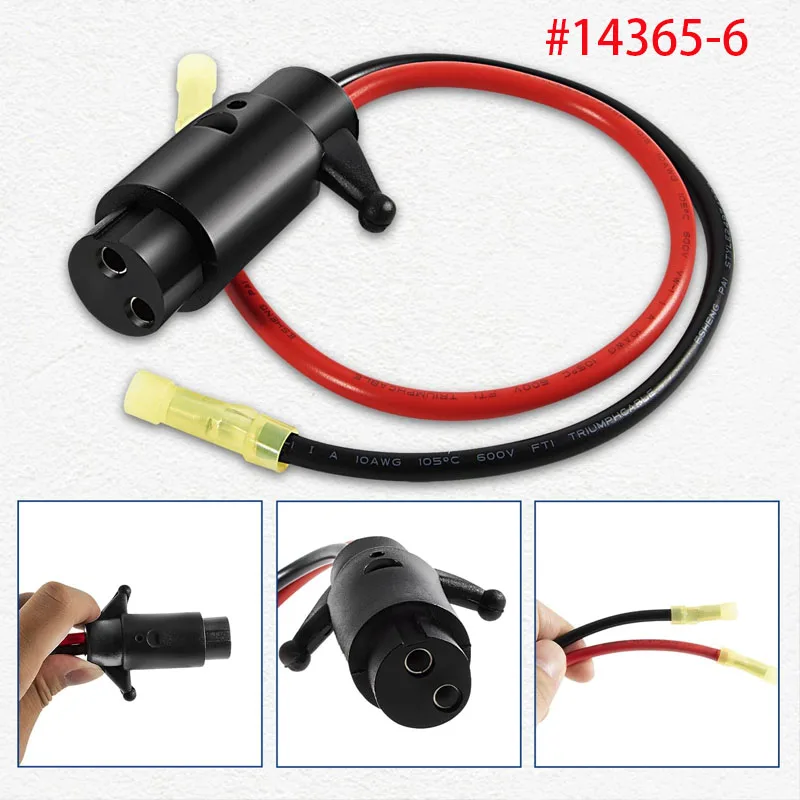 Connettore Motore Da Traina 14365-6-Maschio/2-Wire/8-Gauge/ 12 Volt, Collegare La Spina Elettrica Con Connettori Di Testa Per Barca Marina
