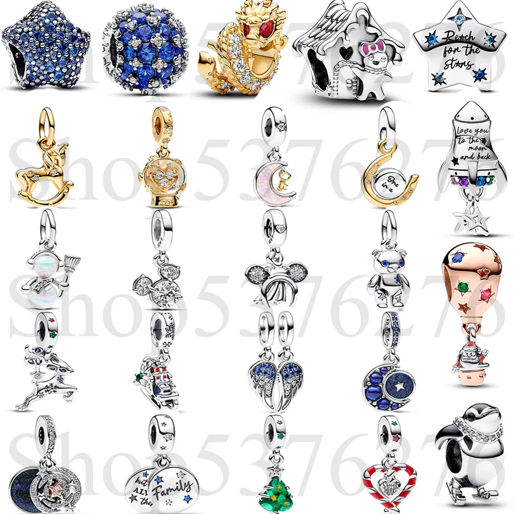 2023 Inverno 925 Sterling Silver Bead Sparkling Christmas House Penguin Charm Fit Pandora Women Bracciale Bangle Gift Gioielli Fai Da Te