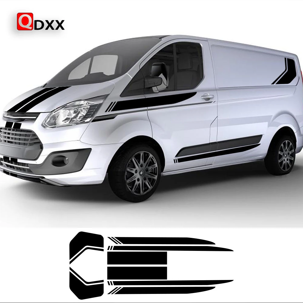 7 Pz/Lotto Adesivi Per Auto Per Ford Transit Tourneo Custom Mk7 Mk8 Mk9 Sport Stripe Kit Van Vinyl Decalcomanie Tuning Accessori Auto