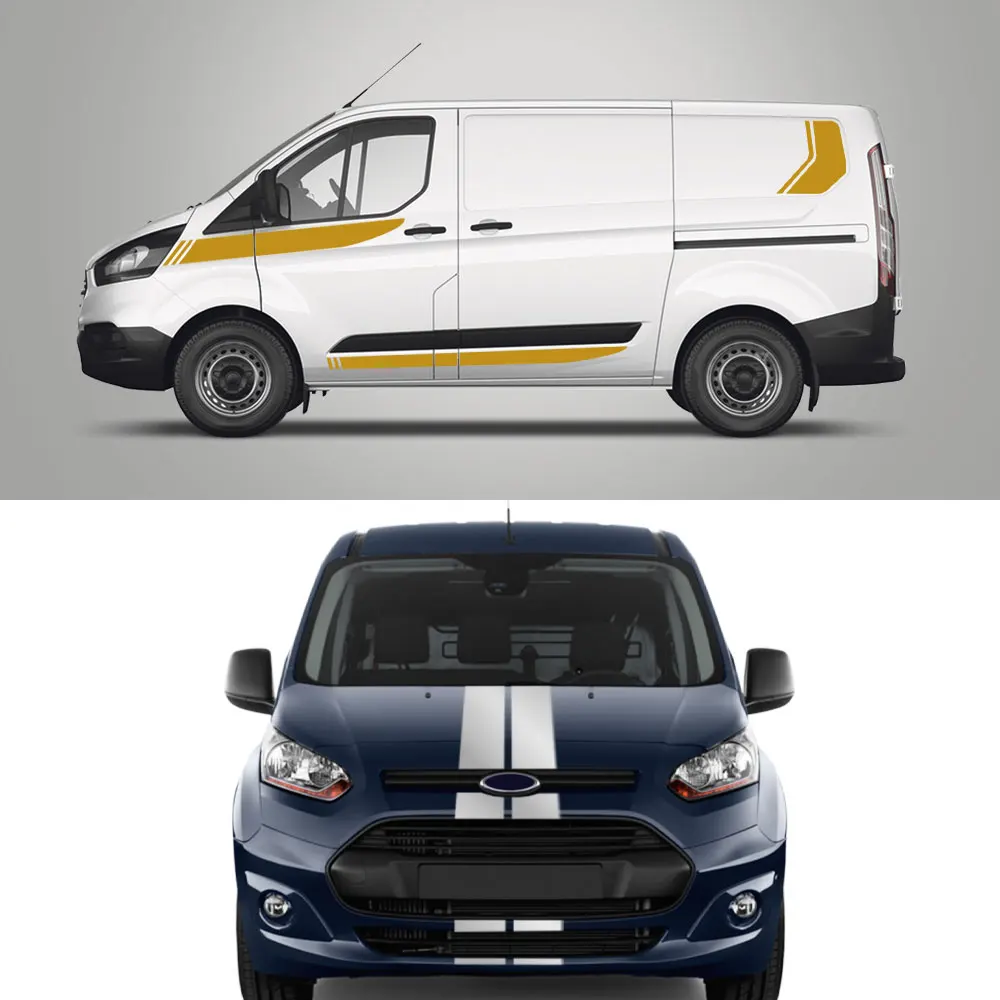 Lotto Adesivi Per Auto Per Ford Transit Tourneo Custom Mk7 Mk8 Mk9 Sport Stripe Kit Van Decalcomanie In Vinile Tuning Auto 7 Pezzi Accessori