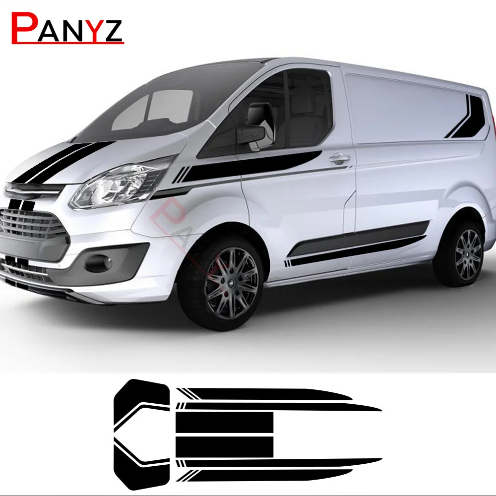 8 Pz/Lotto Adesivi Per Auto Per Ford Transit Tourneo Custom Mk7 Mk8 Mk9 Sport Stripe Kit Van Decalcomanie In Vinile Tuning Accessori Auto