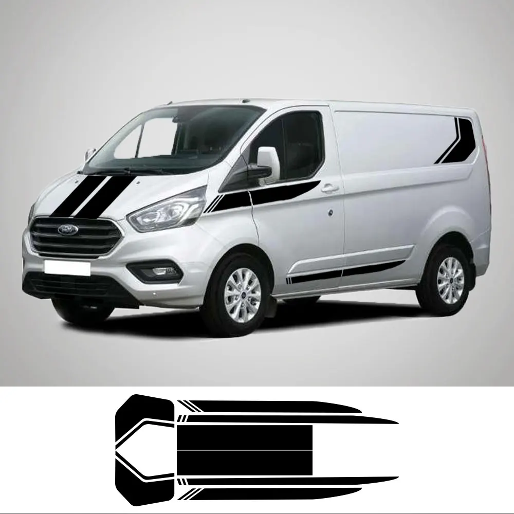 7 Pz/Lotto Per Ford Transit Tourneo Custom Mk7 Mk8 Mk9 Adesivi Per Auto Sport Stripe Kit Van Decalcomanie In Vinile Tuning Accessori Auto