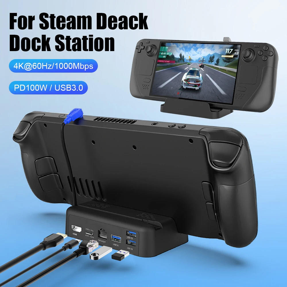 Docking Station Hdmi 4K @ 60Hz Gigabit Ethernet Usb 3.0 Pd 100W Usb-C Porta Di Ricarica Per Rog Ally Steam Deck Hb0603 Steam Deck Oled