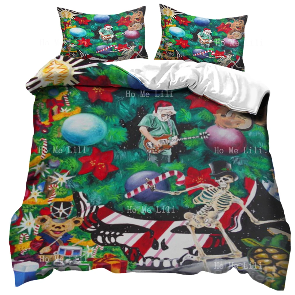Rock And Roll Band Grateful Dead Christmas Jerry Pumpkin Lamp Skeleton Bear Halloween Retro Copripiumino Biancheria Da Letto Decor