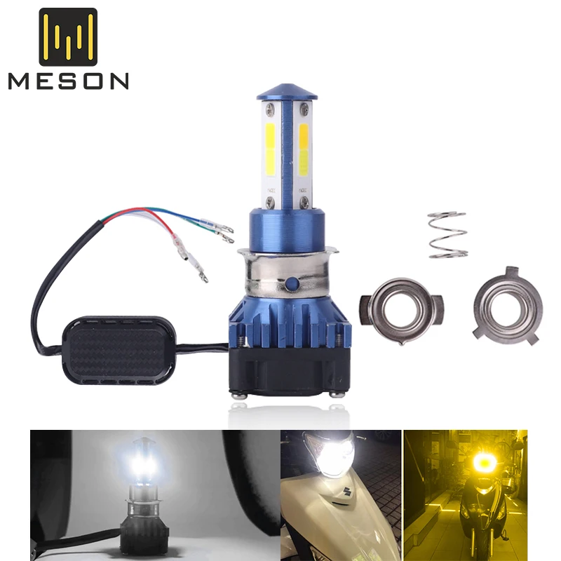 1 Pz H4 Hs1 Ph7 Motore Led Moto Faro Cob M3 Faro Per Ciclomotori Scooter Moto Doppio Colore Flash Motor Styling