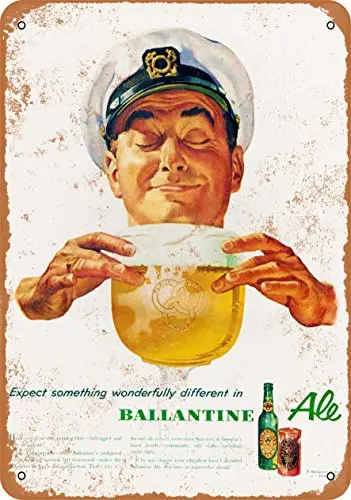 Cartello In Metallo 10X14-Birra Ballantine 1950S-Look Vintage