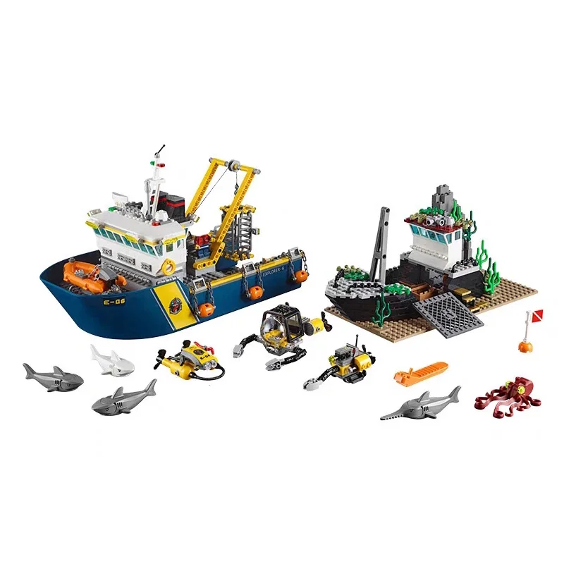 717Pcs Deep Sea Exploration Vessel Building Blocks Mattoni Compatibili 60095 Creative City Series Toy Per Bambini Regalo Di Natale