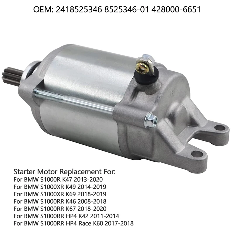 Motorino Di Avviamento Per Bmw S1000Rr K46 2008-2018/ S1000Rr K67 2018-2020 Numero Di Parte Sostituire Per 12418525346 8525346-01 428000-6651