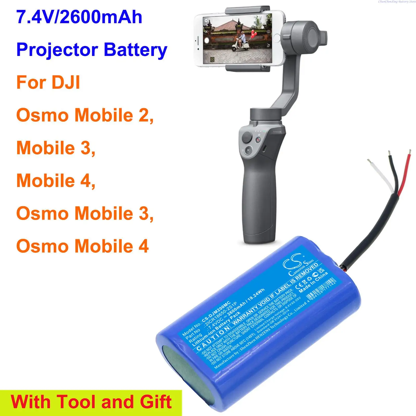 Orangeyu 2600Mah Batteria Del Proiettore Muslimah Per Dji Osmo Mobile 2, Osmo Mobile 3, Osmo Mobile 4