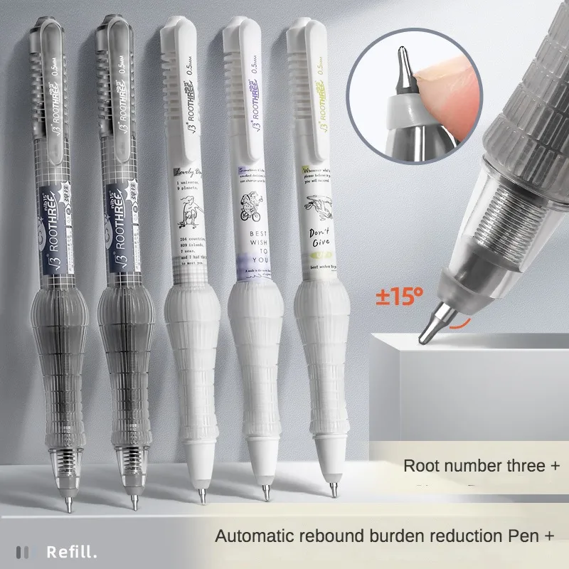 1 Pz Automatico Rimbalzo Decompressione Penna Antiscivolo Confortevole Impugnatura Morbida Cst Testa Estremamente Sottile Quick Dry Press Roller Pen