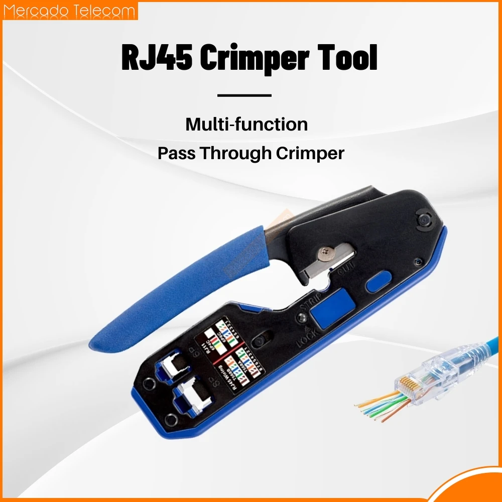 Mercado Rj45 Crimper Tool Pass Through Crimp Per Crimpatura 8P/6P/Cat5/Cat6 Crystal Head Clip Ethernet Cable Stripper Pinze