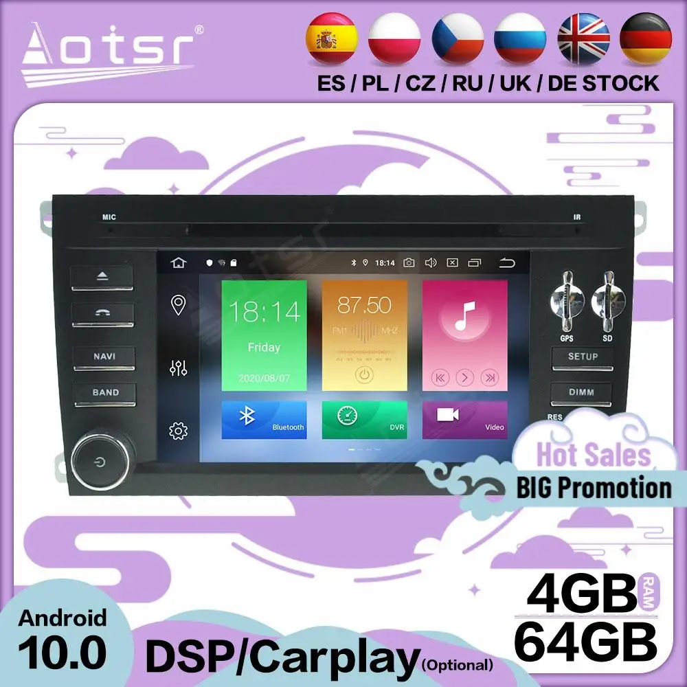 Carplay Multimedia Stereo Android Player Per Porsche Cayenne 2003-2006 2007 2008 2009 2010 Gps Bt Audio Radio Receiver Head Unit