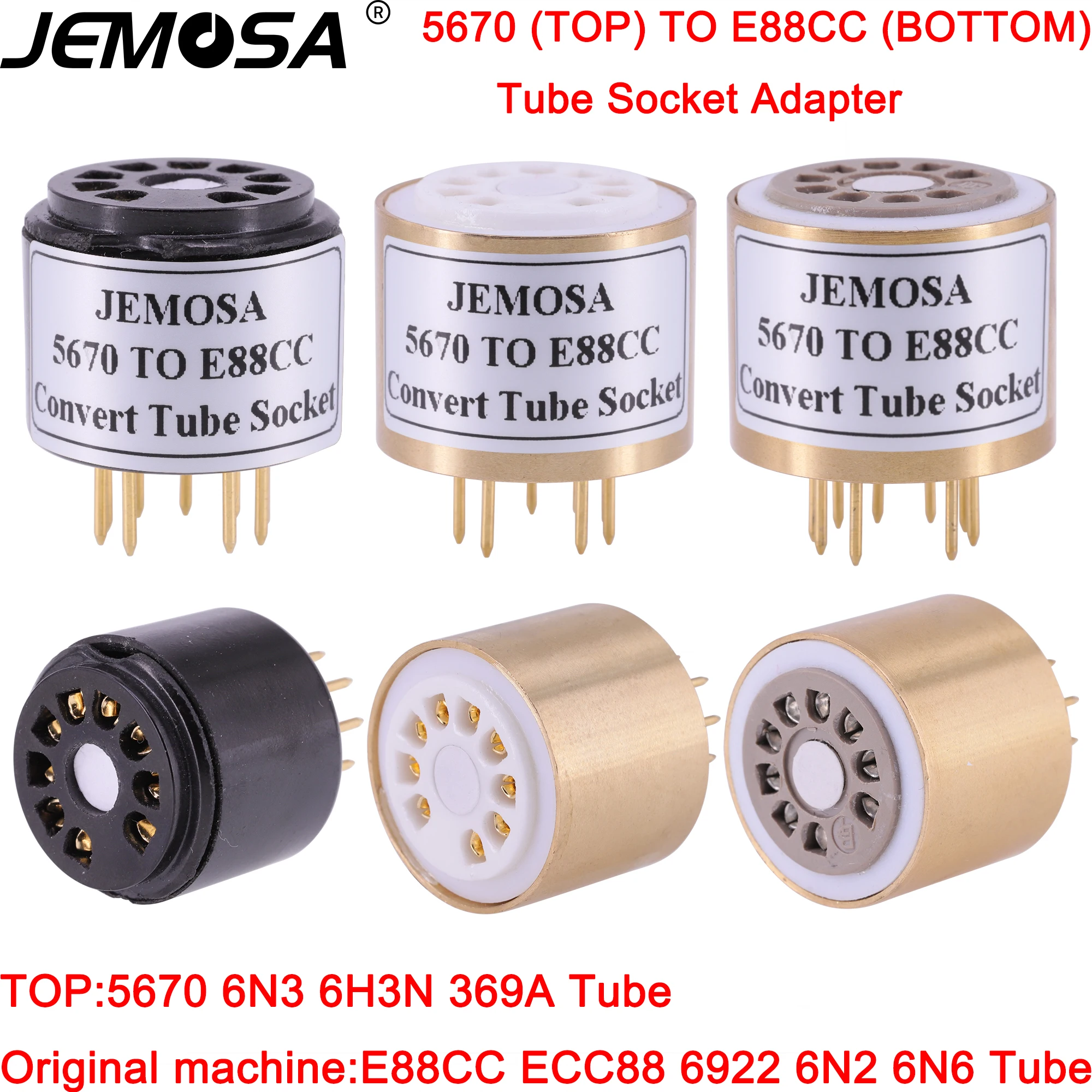 1Pc 396A 6N3 5670 Tube (Top) A Ecc88 E88Cc 6922 6Dj8 Tube (Bottom) Amplificatore Audio Fai-Da-Te Adattatore Per Presa Di Conversione Tubo A Vuoto