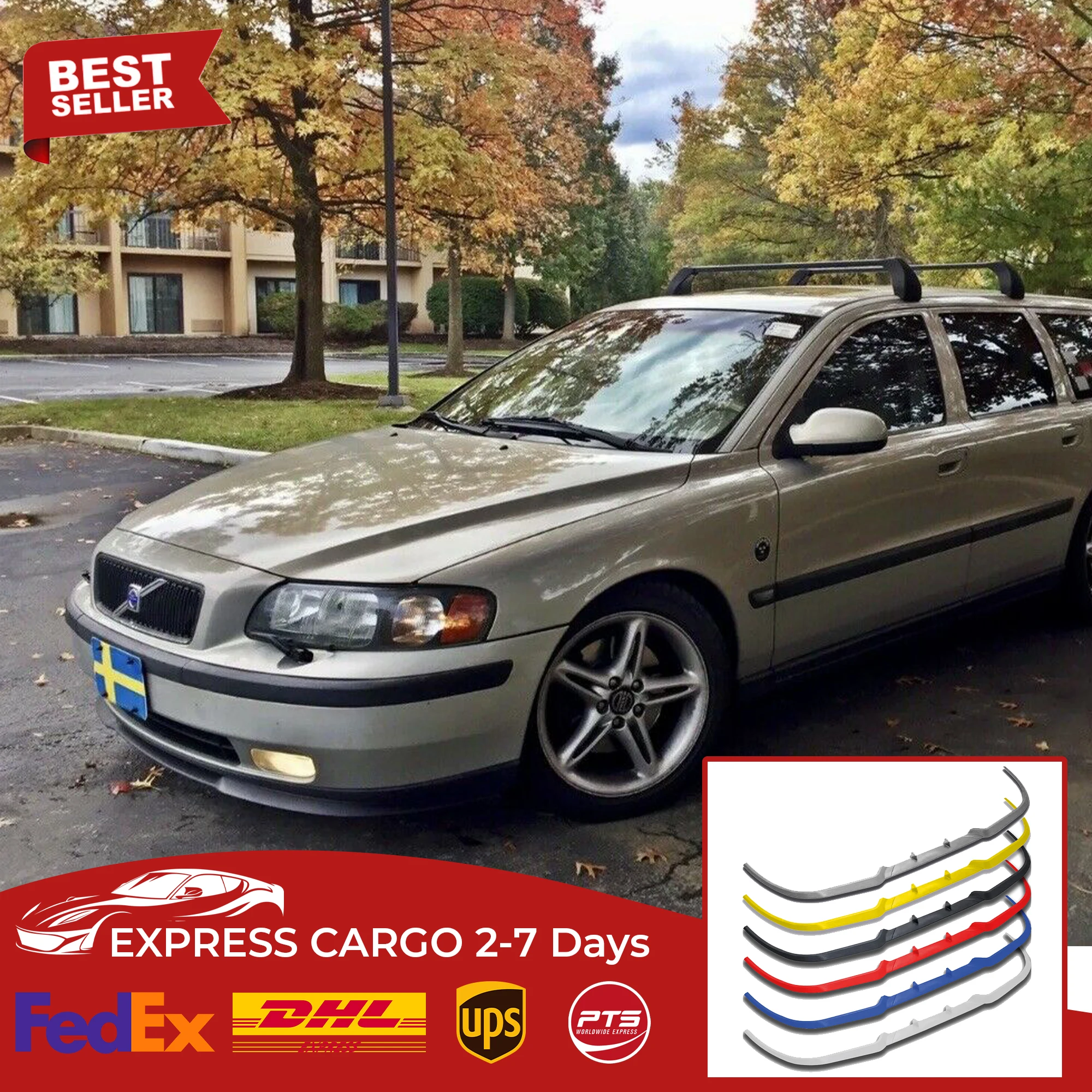 Per Volvo S60R V70 Cupra R Spoiler Anteriore Paraurti Lip Euro Spoiler Lip Universal 3 Pcs Body Kit