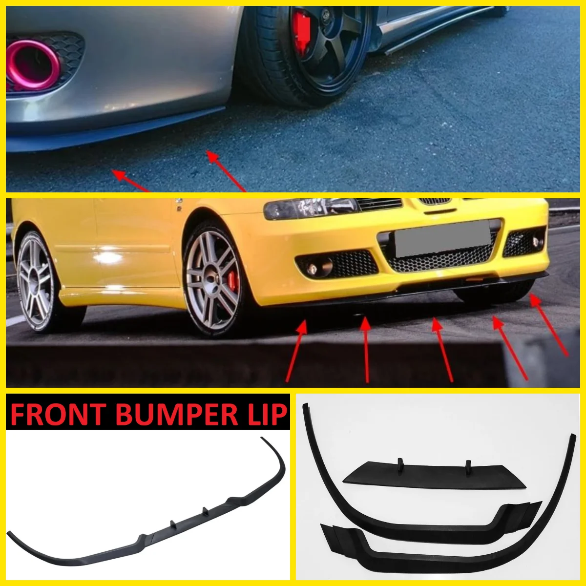 Per Seat Leon Mk1 Fr 1 M1 Cupra R Spoiler Anteriore Paraurti Lip Euro Spoiler Lip Universal 3 Pcs Body Kit Splitter Accessori Per Auto