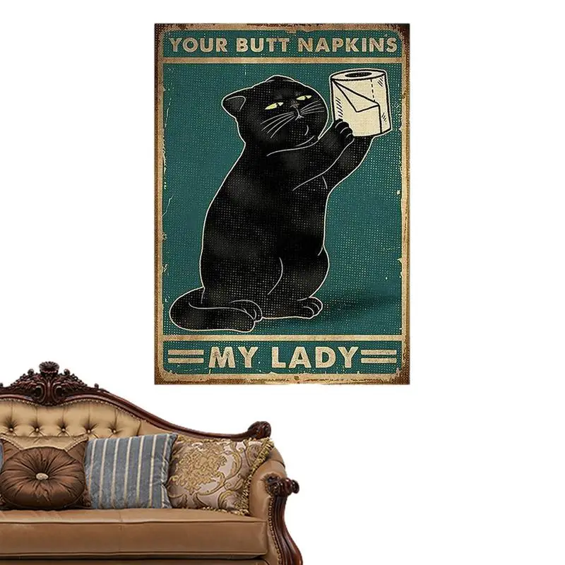 Black Cat Tin Sign Funny Black Cat Sign Decorazione Per La Casa Hang Decoration Black Cat Decor Cat Lover Gift For Friends And Family