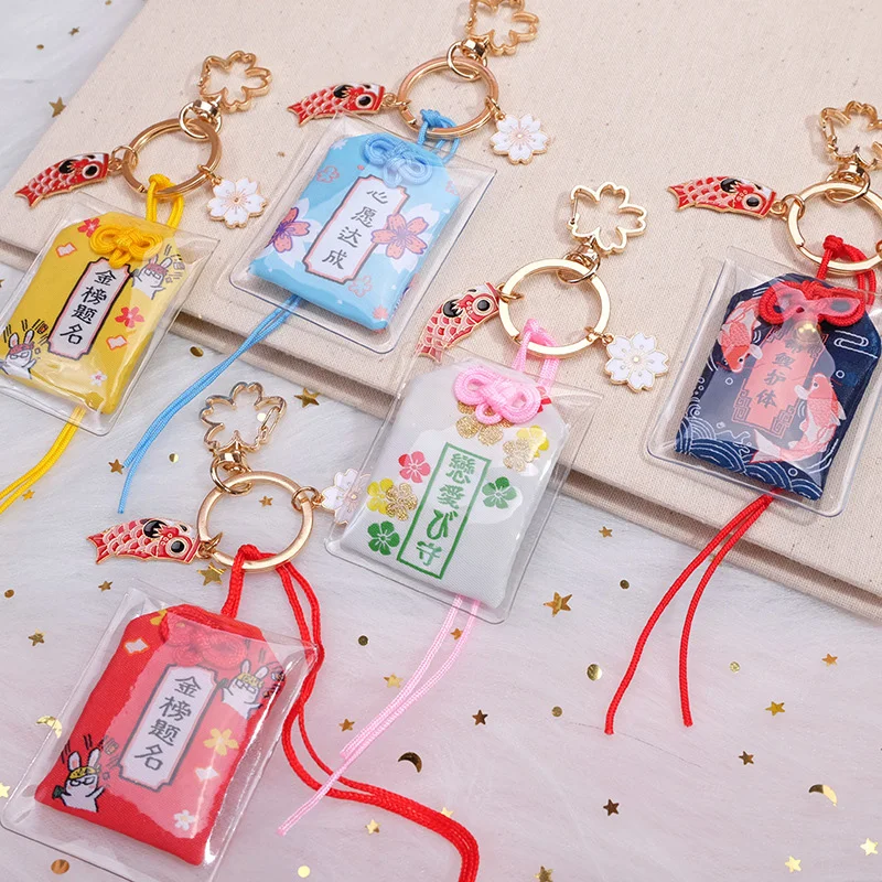 Cultura Giapponese Fiori Di Ciliegio Pray Fortune Beauty Health Safe Wealth Bag Ciondolo Portachiavi Mascotte Best Wish Family Friend Gift