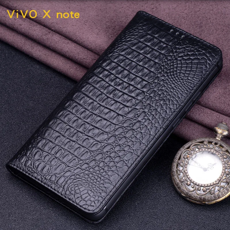 Luxury Lich Genuine Leather Flip Phone Case For Vivo X Note Real Cowhide Leather Shell Full Cover Pocket Bag