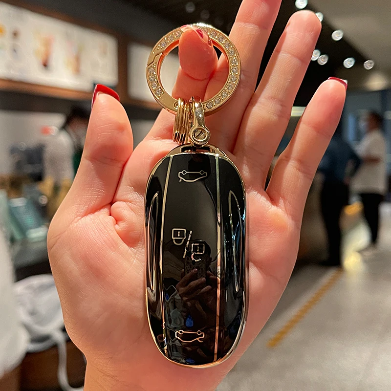 Tpu Car Smart Key Cover Fob Per Tesla Model X Protector Car Key Shell Con Portachiavi Auto Remote Shell Accessori Per Auto