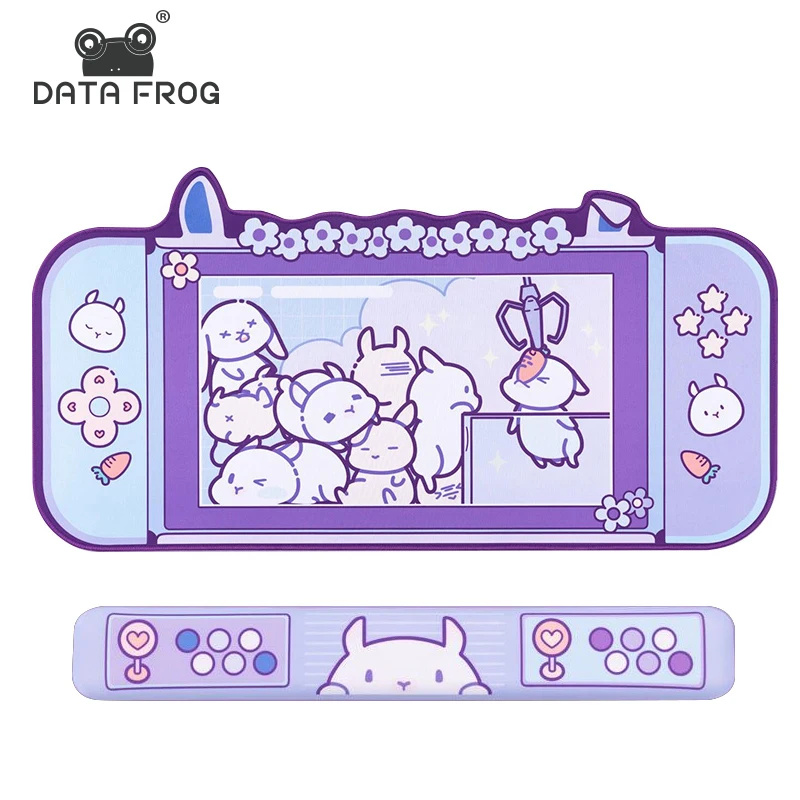 Data Frog Large Mousepad Kawaii Mouse Trap Gamer Pink Cartoon Keyboard Desk Mat 80*40Cm Mat Poggiapolsi Game Pad Accessori 2023