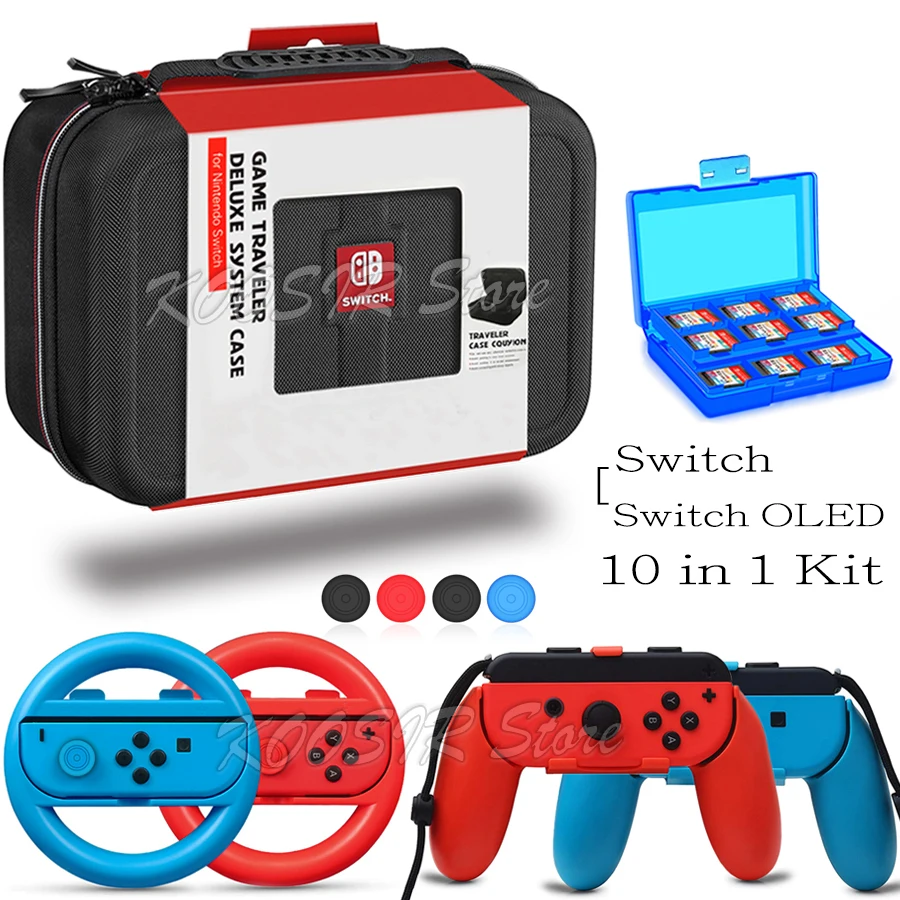 Nintend Switch Accessori Oled Custodia Console Oxford Cloth Bag Joycon Handle Grips Wheel Suit Card Box Per Giochi Nintendo Switch
