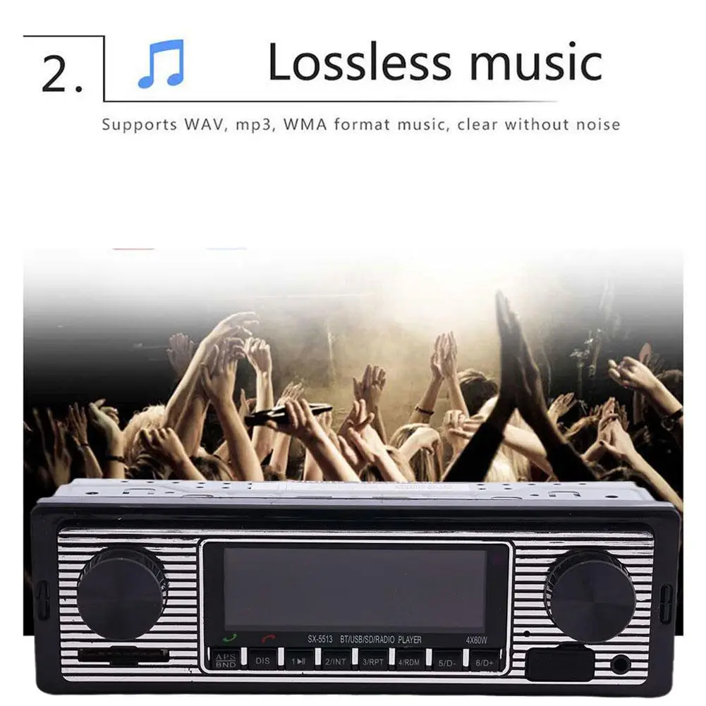 Wireless Car Radio Bluetooth Retro Mp3 Multimedia Player Aux Usb Fm Play Vintage Wireless 12V Stereo Audio Auto Electronics