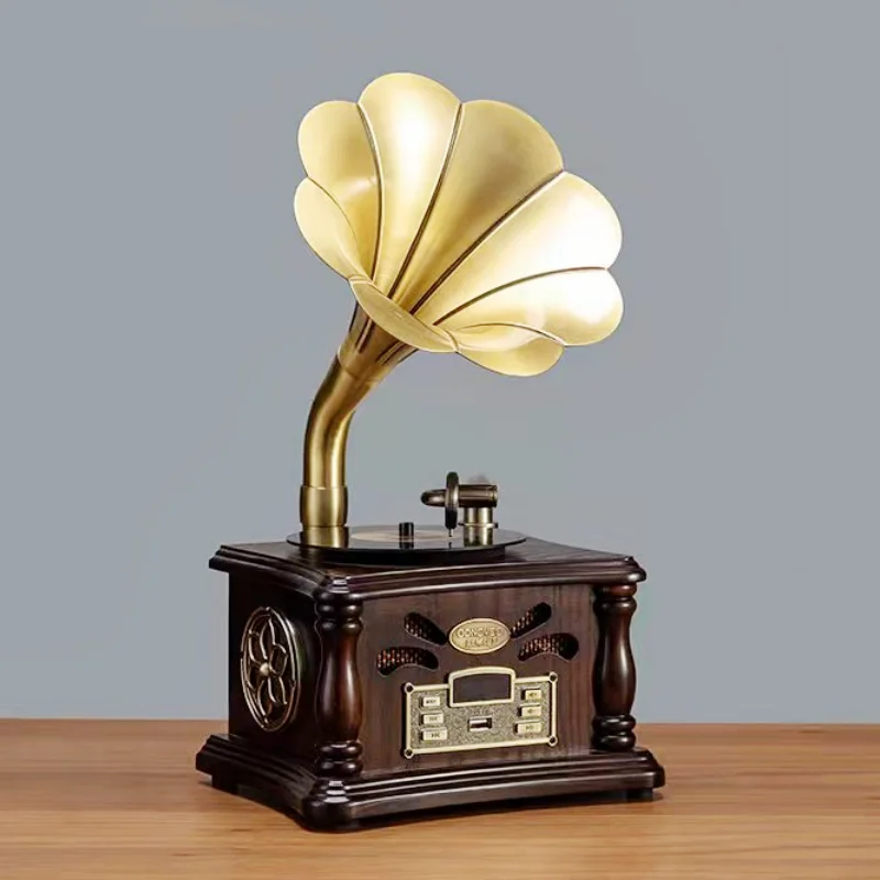 Miglior Lettore Fonografo Antico Giradischi Portatile In Vinile Giradischi Altoparlante Blue Tooth Altoparlanti Per La Casa In Legno Vintage Con Corno