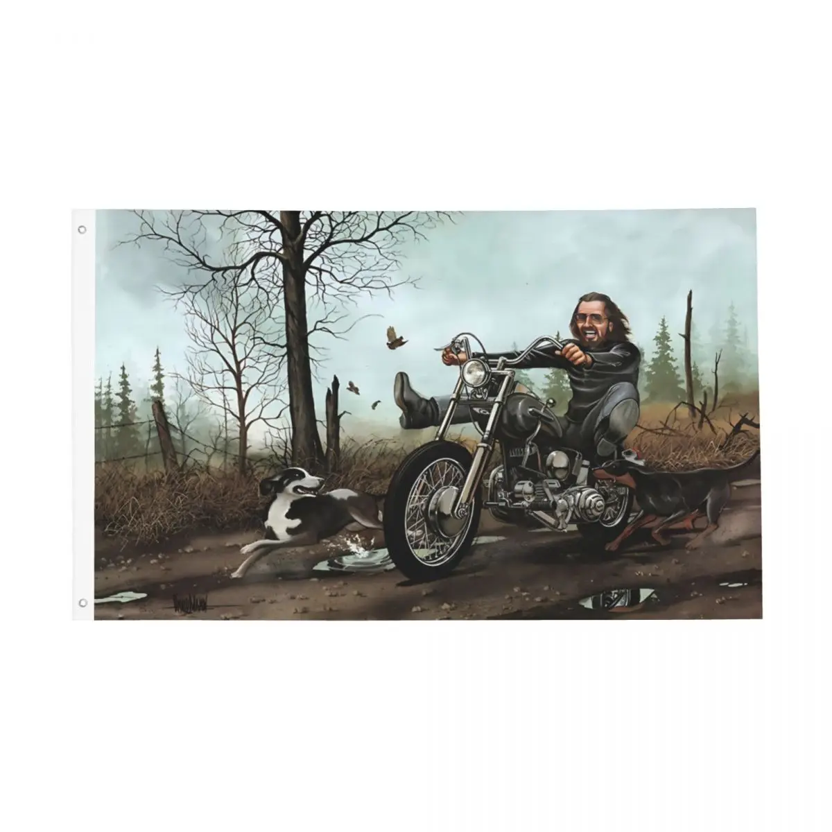 Easy Rider Davids Flags Durable Indoor Outdoor Banner Vintage Big Red Motorcycle All Weather Hanging Decoration 90X150Cm