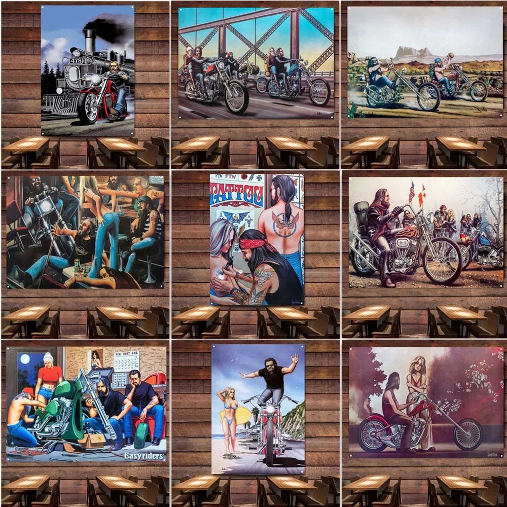 Retro Easy Rider Wall Art Flag Arazzo Moto Biker Poster Wall Chairs Garage Car Repair Shop Stazione Di Servizio Home Decor Banner