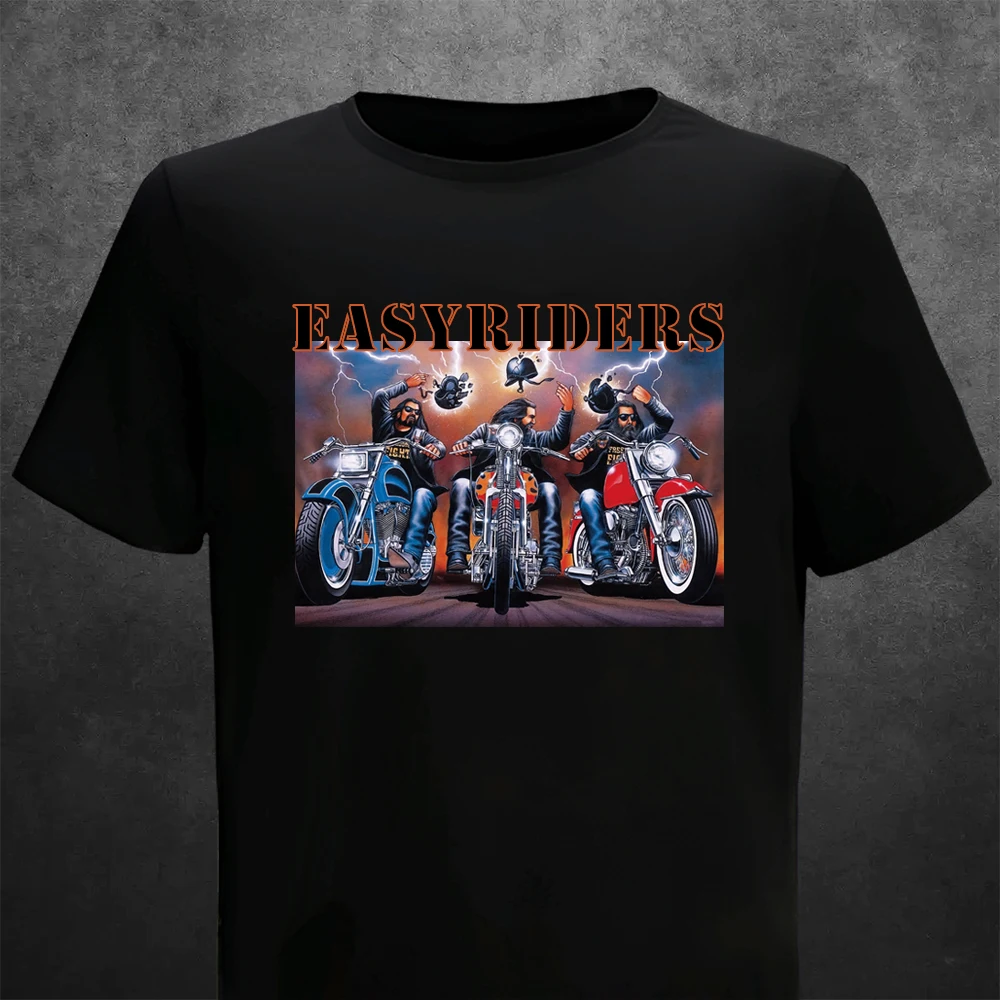 Maglietta Uomo Easy Motorcycle Riders Moto Vintage Summer Casual Printing Short Comodo O-Collo