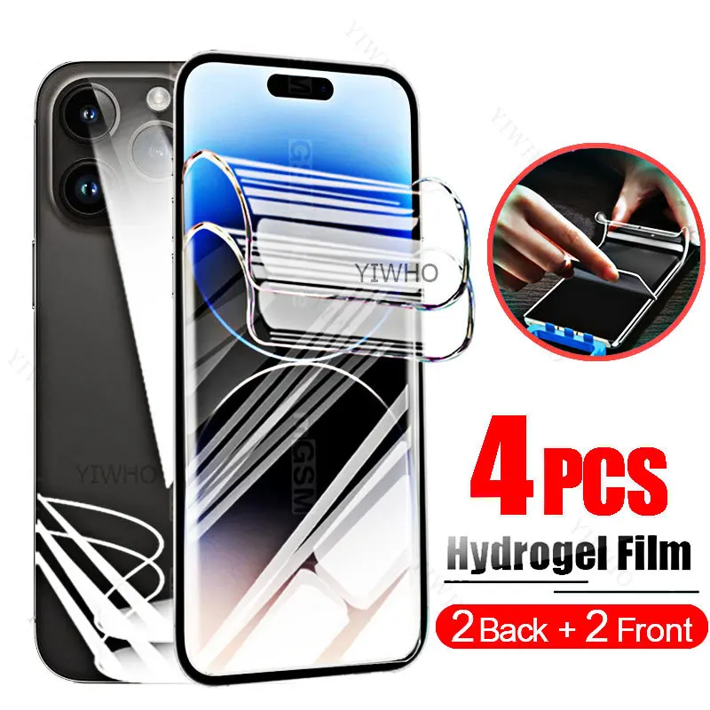 4Pcs Hydrogel Film Full Cover Per Iphone 14 Pro Max Plus Screen Protector Per Iphone 14 + 14Pro 14Promax 14Plus Screen Protective
