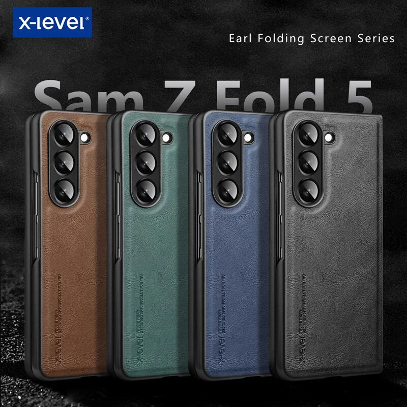 Per Samsung Galaxy Z Fold 5 Custodia X-Level Shockrpoof Cover Posteriore Protettiva In Pelle Vintage