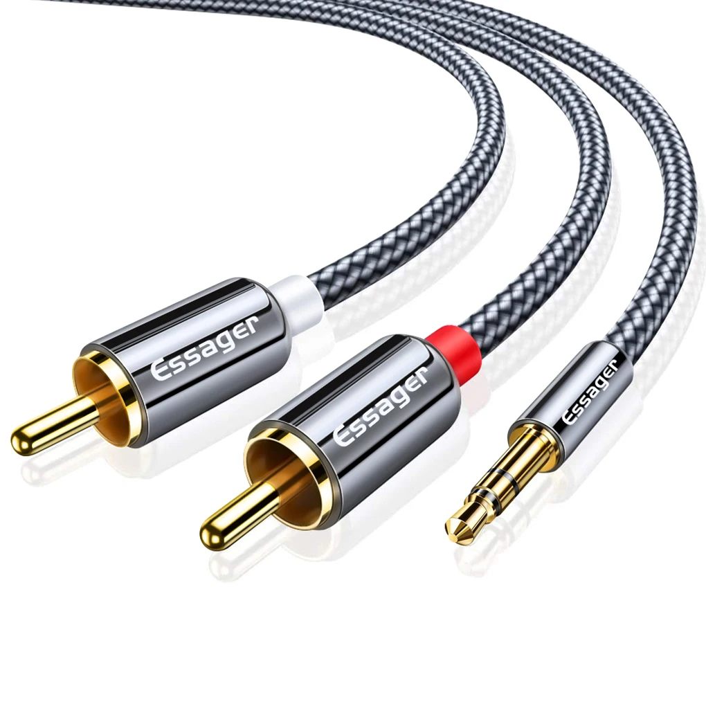 Essager Rca Cable 3 5Mm Jack A 2 Rca Aux Cable 3 5Mm A 2Rca Adapter Splitter Cavo Audio Per Tv Box Home Theater Speaker Wire